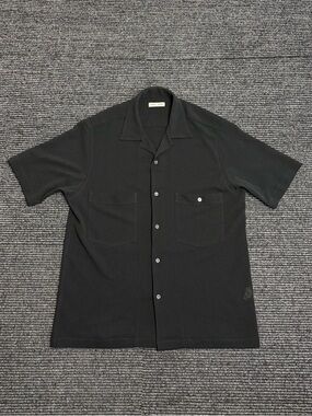 Cmmn Swdn Shirt Men Large 50 Black Dexter Camp Collar Short Sleeve Lightweight